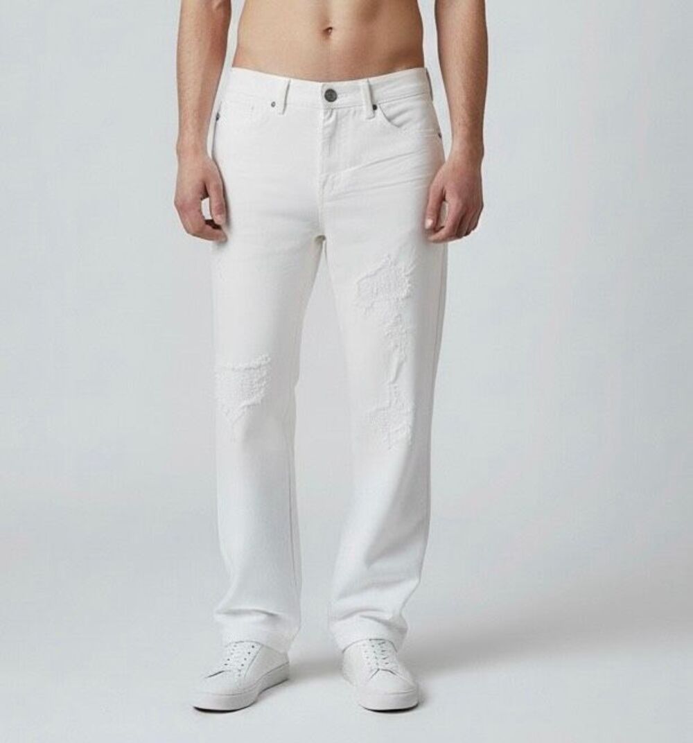 Encrypted Men's Jeans Size 30 Slim Straight Fit White Distressed NWT